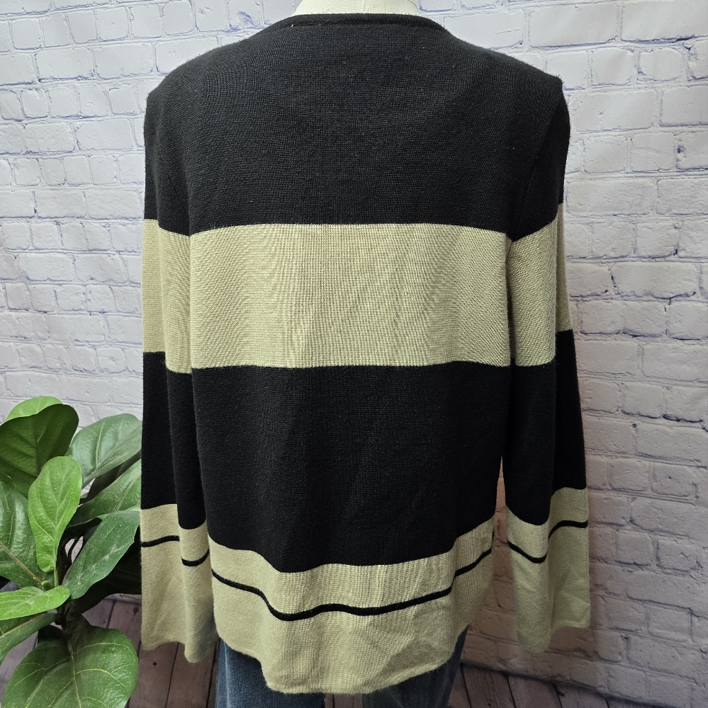 90s Kathie Lee Collection Striped Zip Up Cardigan - Picture 3 of 4